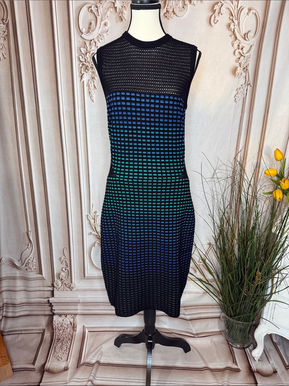 Missoni Black Blue Green Knit Midi Dress - Picture 3 of 8